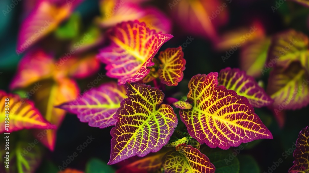 close-up of the vibrant leaves pink yellow Painted Nettle Plants, creating intricate patterns that showcase their unique beauty close-up of the vibrant leaves pink yellow Painted Nettle Plants, creating intricate patterns that showcase their unique beauty