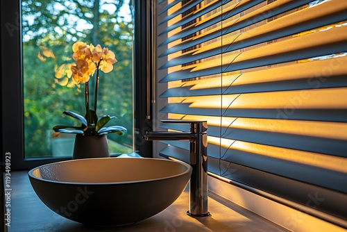 Automated window blinds provide a luxurious touch to any room, integrating advanced home automation for effortless light and privacy control. photo