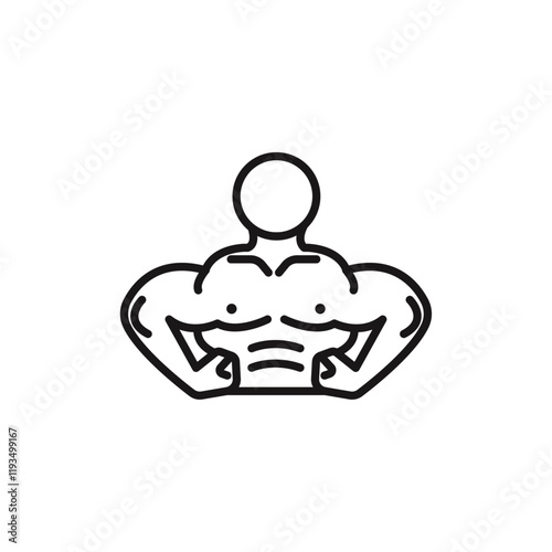 Man have strong muscles icon line art vector