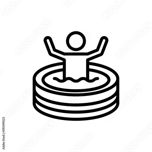 Man relaxing in jacuzzi icon line art vector