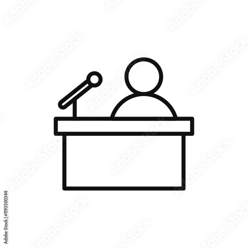 News presenter on TV Show icon line art vector