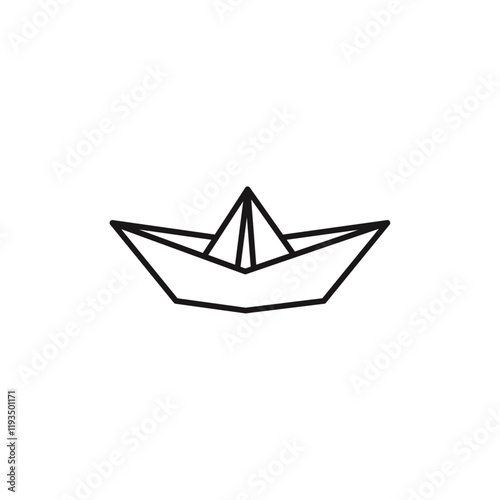 Paper boat icon line art vector