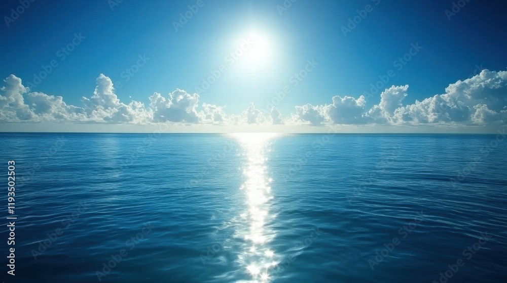 Fototapeta premium Serene Ocean View with Sun Reflection and Cloudy Sky at Dusk