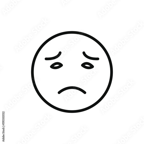 Sad, upset or lonely emoticon icon line art vector