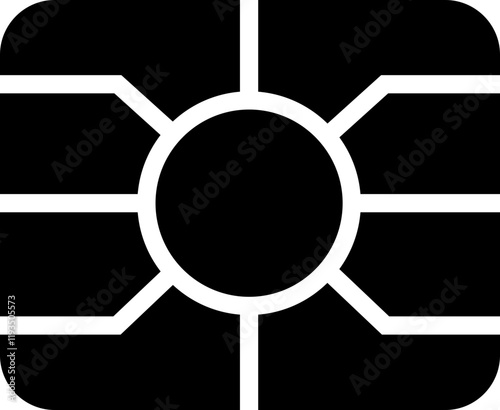 EMV chip icon. Line, glyph and filled outline, mobile telephone Microchip for bank plastic credit or debit charge or sim card. Digital Nfc technology. Contactless payment at terminals and ATMs.