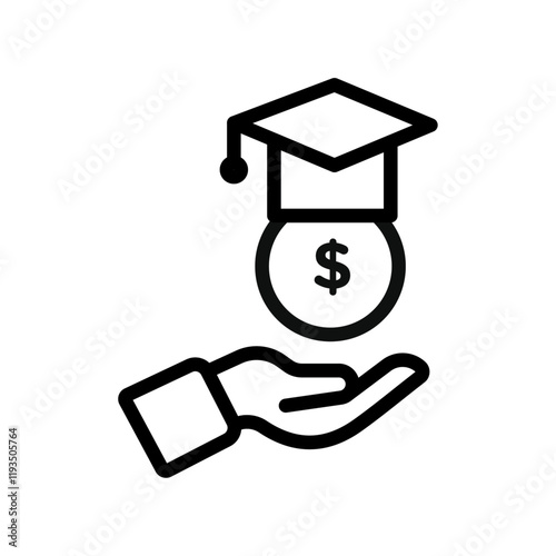 tuition fee icon line art vector