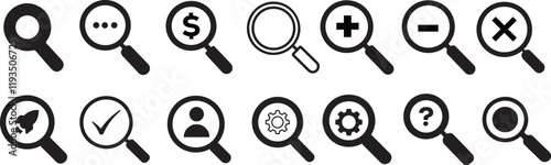 Search Icon vector illustration, magnifying glass symbol, search icon clip art , zoom in and zoom out symbol, Magnifying glass sign isolated