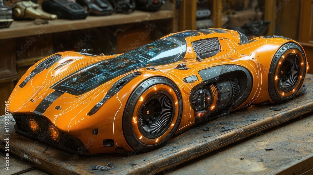 Obraz premium Futuristic Orange Concept Car Design: A Glimpse into Tomorrow's Automotive Innovation