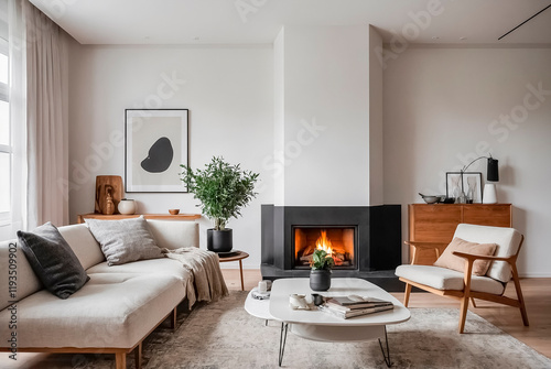 living room with fireplace