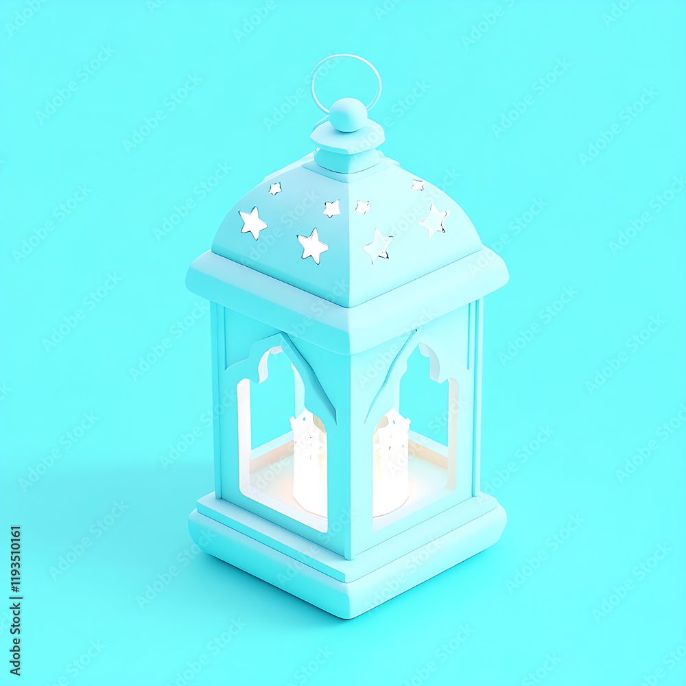 3D icon of a Ramadan lantern with stars pastel color 3D icon of a Ramadan lantern with stars pastel color
