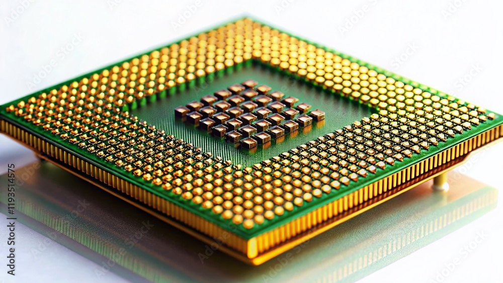 High-Resolution Close-up of Computer Processor Chip - Detailed Microchip Technology High-Resolution Close-up of Computer Processor Chip - Detailed Microchip Technology