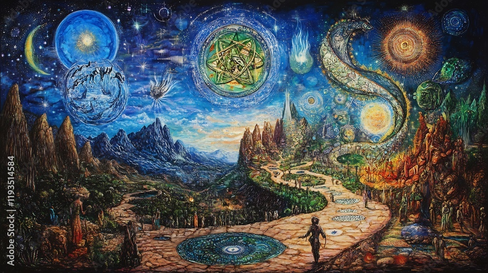 Fototapeta premium Depiction of value systems symbolic representations of cultural archetypes and cosmic harmony