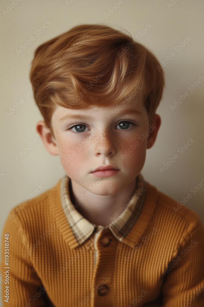 Stylish Boy in 1960s Attire and Retro Hairstyle Stylish Boy in 1960s Attire and Retro Hairstyle