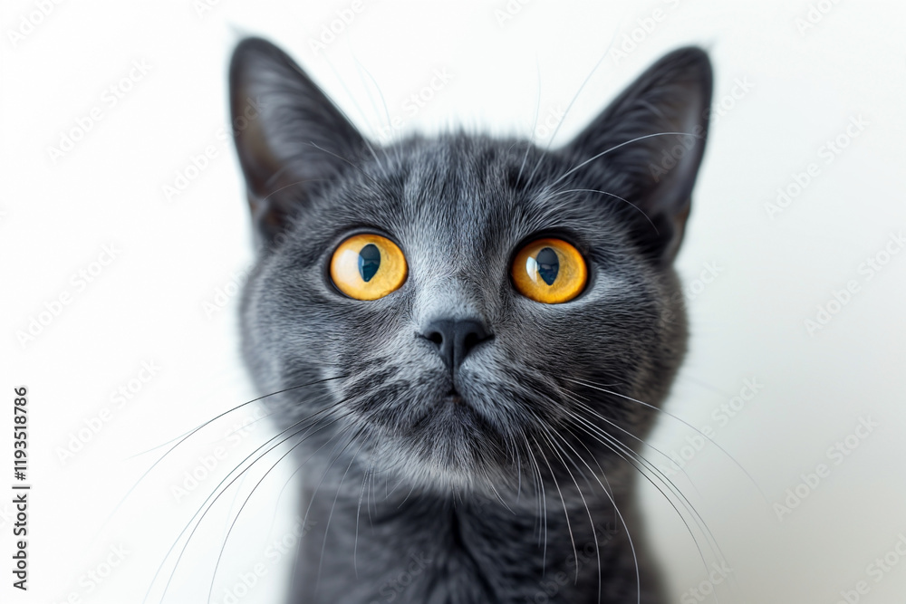head of cat breed Korat Thailand on white background