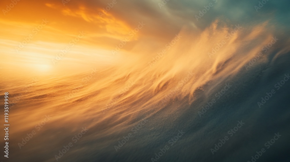 Golden Sunset Wave Ocean Seascape Nature