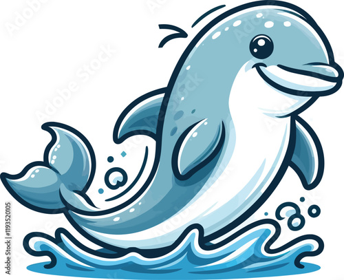 Wildlife Swimming Illustration Fun Animal Artwork, Cute Animal Swimming in Water, Playful Animals Swimming