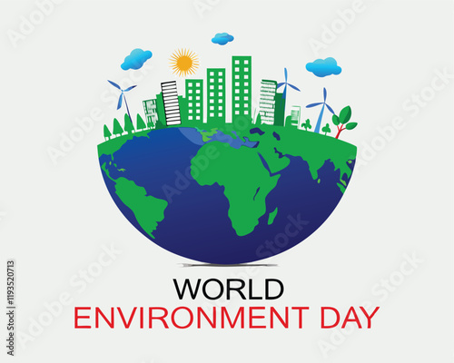 green planet earth  world environment day whited background vector