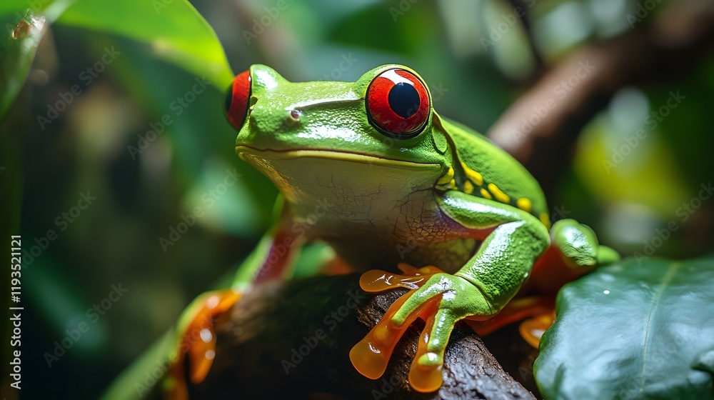 A Vibrant Green Frog With Striking Red Eyes A Vibrant Green Frog With Striking Red Eyes