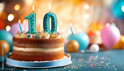 Generated image Beautiful cake celebrating a birthday or milestone of 10