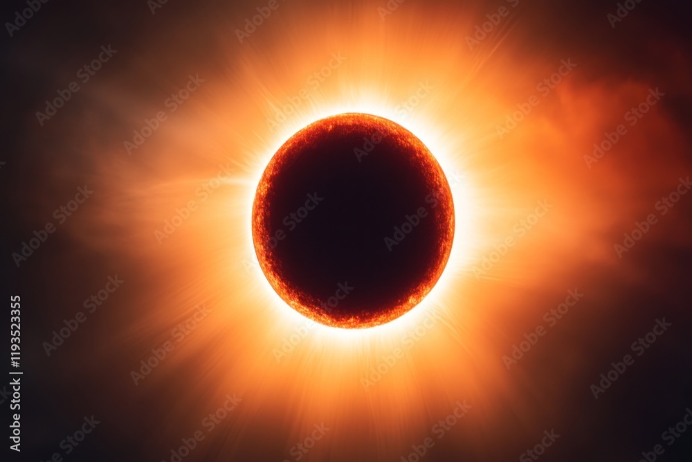 Obraz premium Total solar eclipse, sun corona, dark moon.