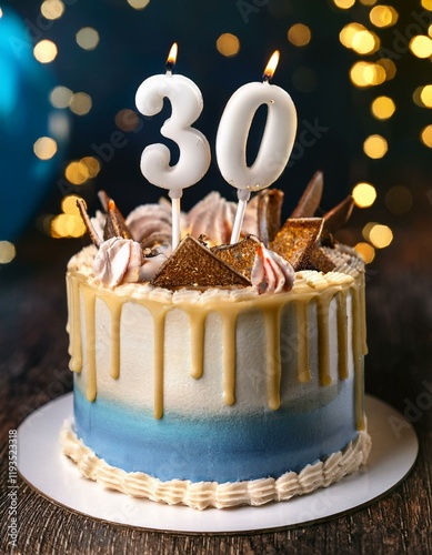 Generated image Beautiful cake celebrating a birthday or milestone of 30