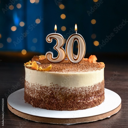 Generated image Beautiful cake celebrating a birthday or milestone of 30