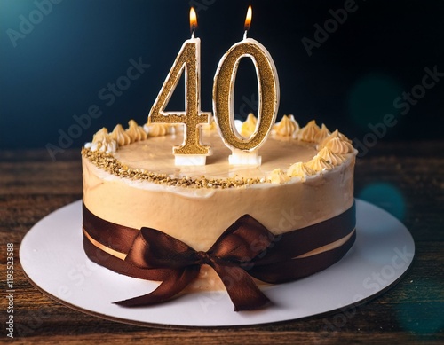 Generated image Beautiful cake celebrating a birthday or milestone of 40