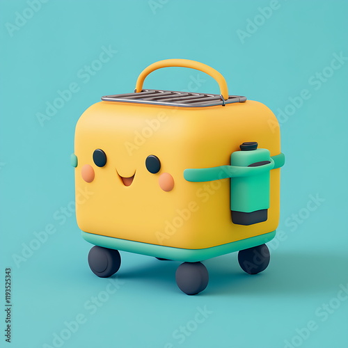 A cartoon style 3D model of an outdoor camping stove