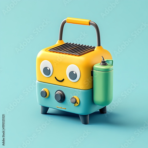 A cartoon style 3D model of an outdoor camping stove