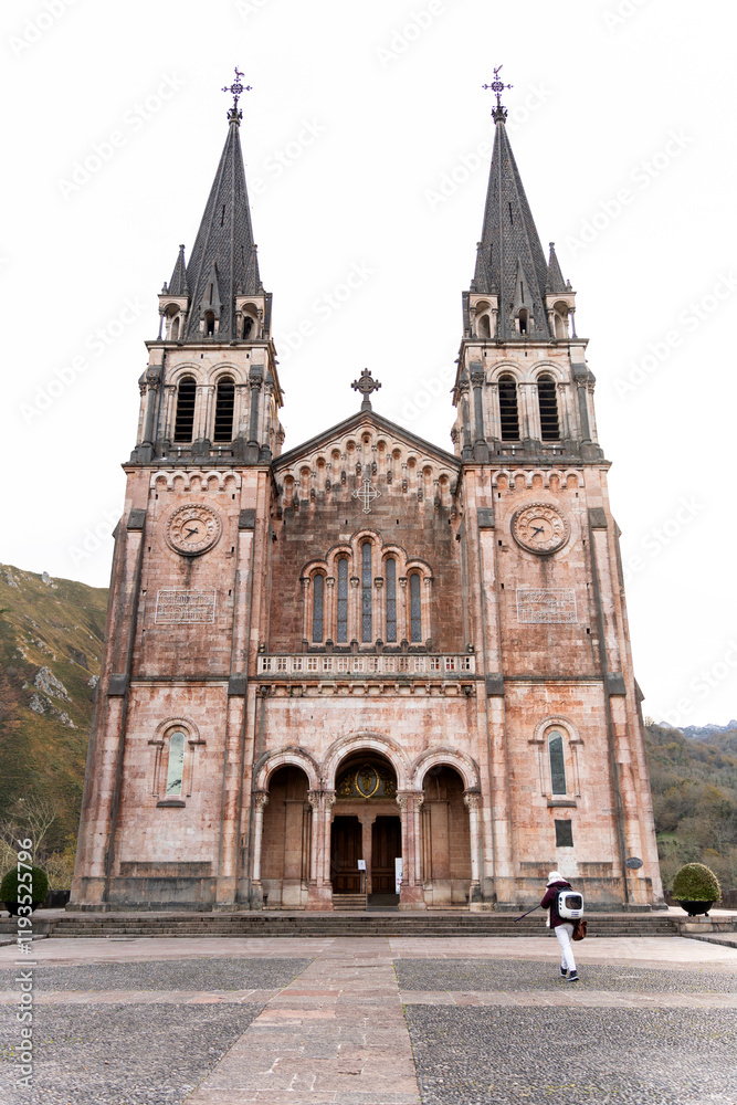 Basilica of Covadonga in Asturias, Spain. Basilica of Covadonga in Asturias, Spain.