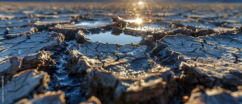 Obraz premium cracked swamp, rain fell and cracked ground