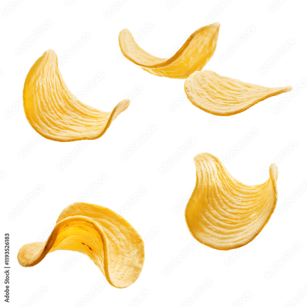 crispy potato chips floating isolated on white or transparent png crispy potato chips floating isolated on white or transparent png