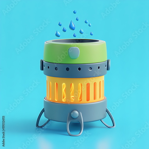 A cartoon style 3D model of an outdoor camping stove