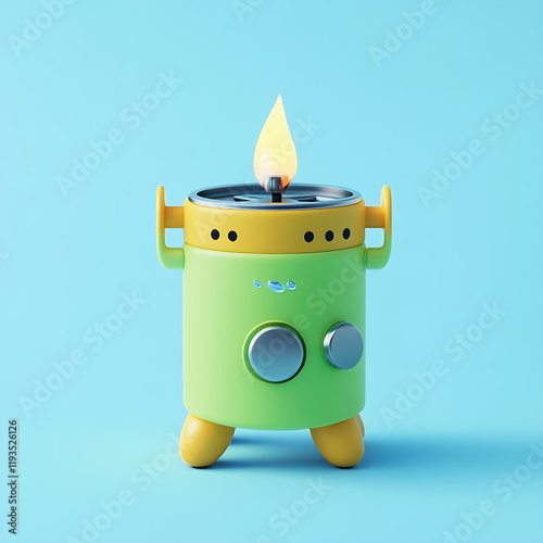 A cartoon style 3D model of an outdoor camping stove