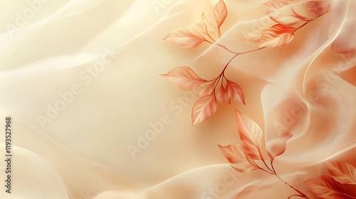 Delicate Orange Leaves on Creamy Soft Fabric