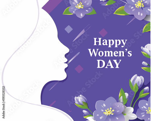 8 march vector happy women's day flower woman art post banner illustration 