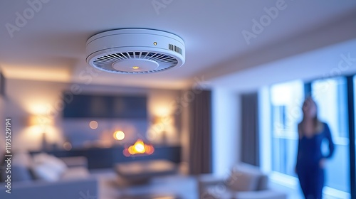 Modern Ceiling Mounted Smoke Detector In Home