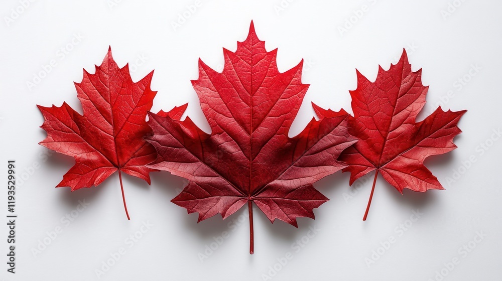 Vibrant Red Maple Leaves on a White Background Showcasing Nature's Beauty, Symbolizing Autumn and Seasonal Changes with Textured Details and Vivid Colors Vibrant Red Maple Leaves on a White Background Showcasing Nature's Beauty, Symbolizing Autumn and Seasonal Changes with Textured Details and Vivid Colors