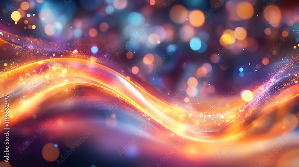 Fototapeta premium Abstract Glowing Wave With Colorful Lights and Sparkle