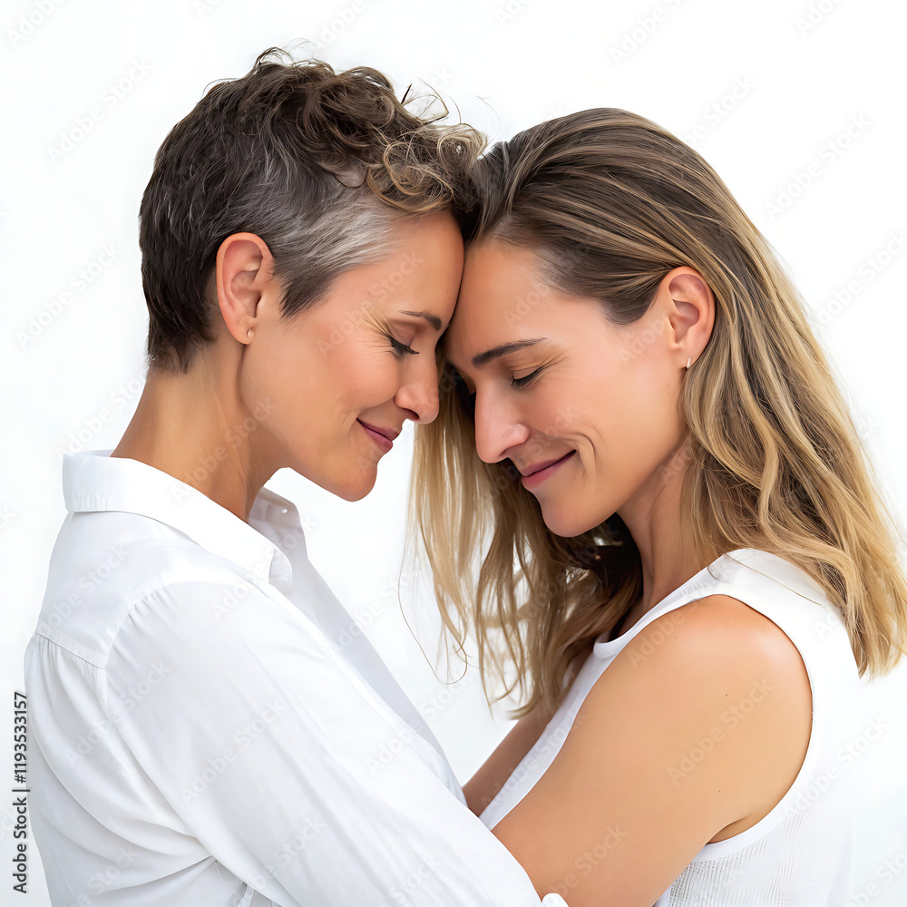 Couple of woman's in love on the white background Couple of woman's in love on the white background