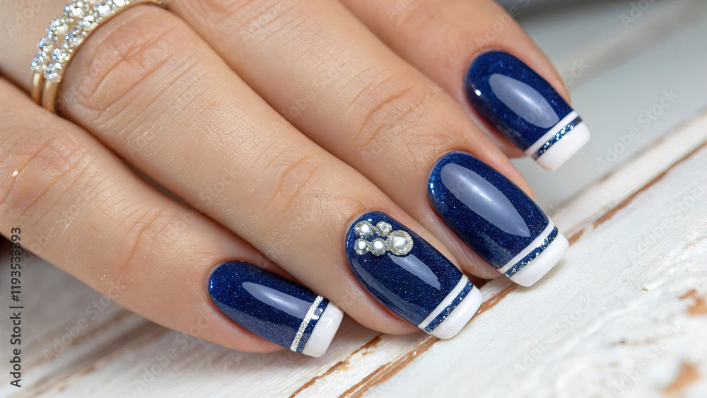 Fingers of young woman's hand with beautiful French pearl nail polish, Creative manicure with gel polish in luxury beauty salon, Nail art and design, French manicure Fingers of young woman's hand with beautiful French pearl nail polish, Creative manicure with gel polish in luxury beauty salon, Nail art and design, French manicure