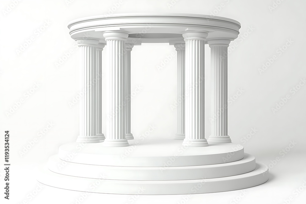 Elegant White Rotunda with Steps and Columns Elegant White Rotunda with Steps and Columns