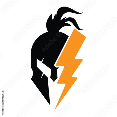 Spartan thunder logo design vector. Energy Vector Logo with spartan symbol vector design