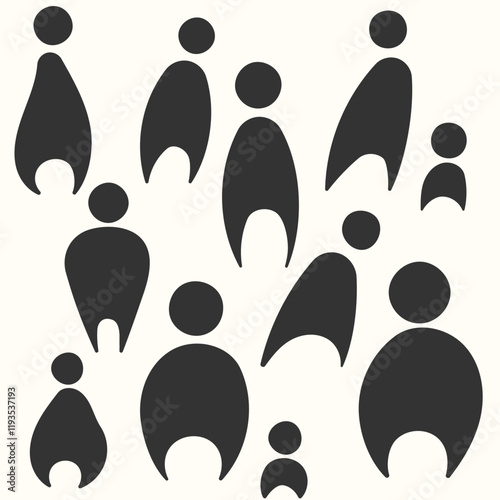 Very stylized, abstract figures that resemble people. Vector illustration