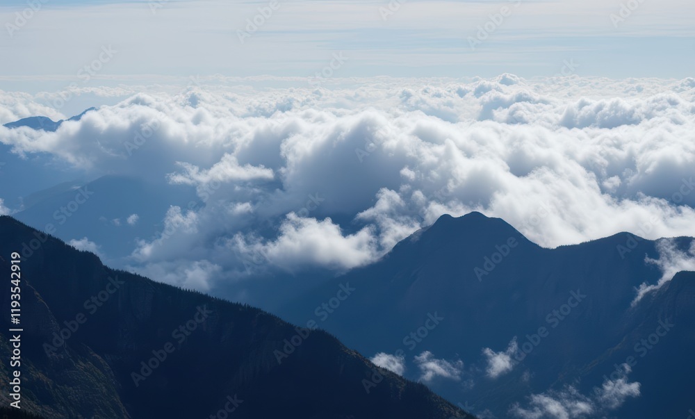 Scenic mountain landscape with fluffy clouds Scenic mountain landscape with fluffy clouds