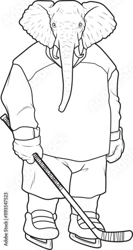Photography Elephant Ice hockey Ice hockey stick Animal Vector Graphic Art Illustration