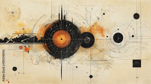 Depiction of unity infinity represented through cyclical time patterns and abstract diagrams