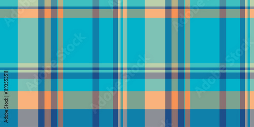 Vibrant teal, peach, and grey plaid pattern. Perfect for textile design, website backgrounds, or fashion projects.  Clean, modern aesthetic easily adaptable to various styles.