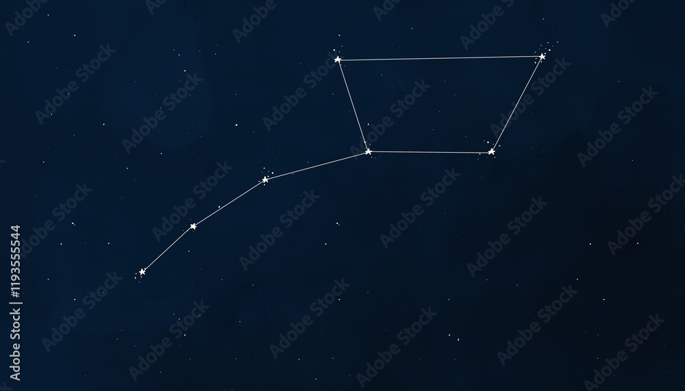 Αυτοκόλλητο Watercolor illustration of dark night sky with stars and ursa minor or small bear