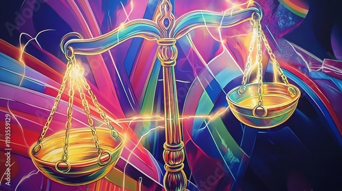 Ethical dilemmas depicted abstract scales of justice illuminated by symbolic light paths representing the complexity of moral reasoning